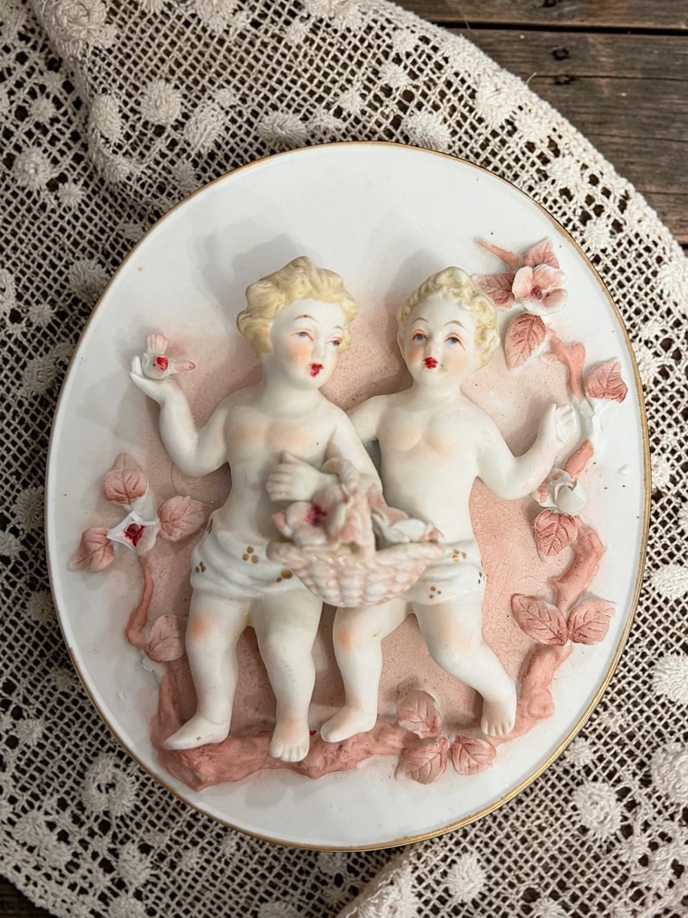 Vintage Andrea by Sadek 3D Cherub Wall Plaque - Made in Japan Model 23/357